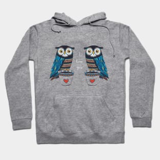 Cute owl couple in chalk hand drawn style Hoodie